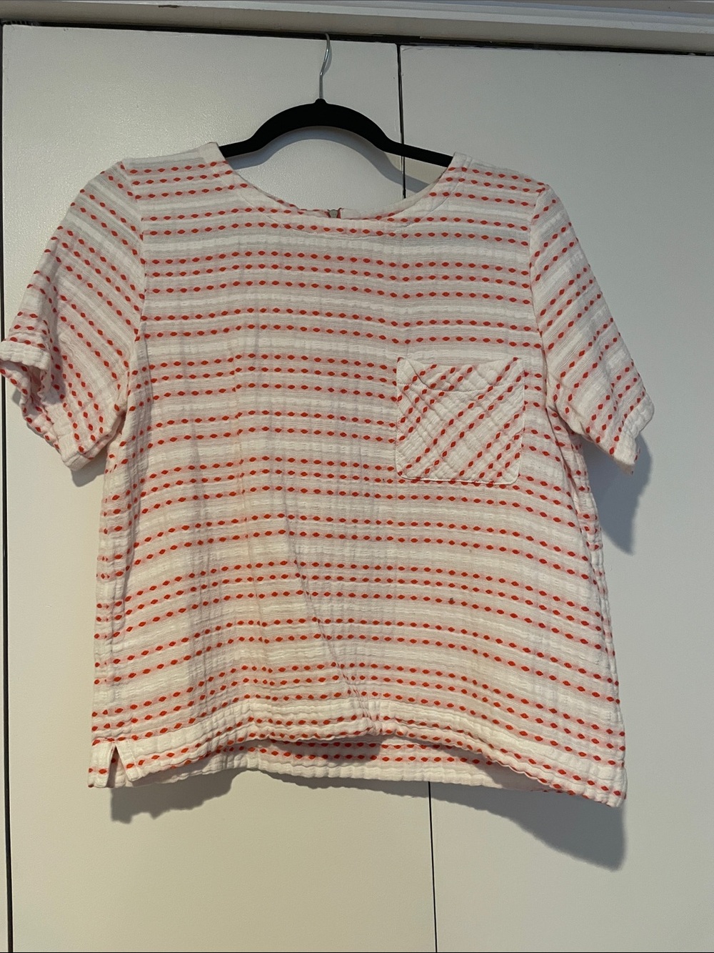 Lou & Grey White Top with Red Stripes and Chest Pocket